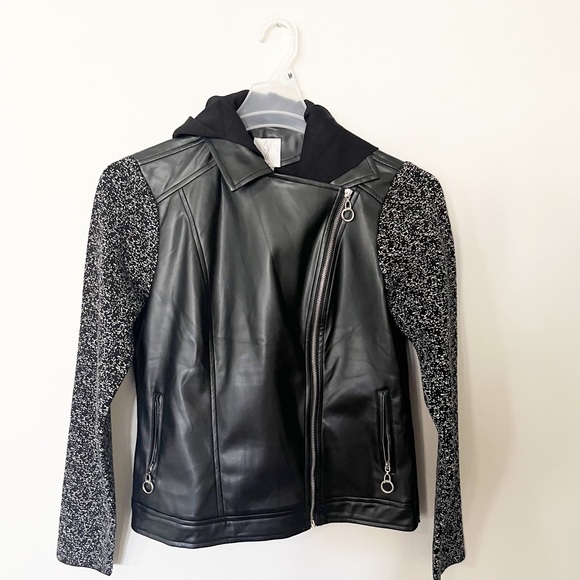 NWT Joie Mixed Media Vegan Leather Jacket - Picture 1 of 8